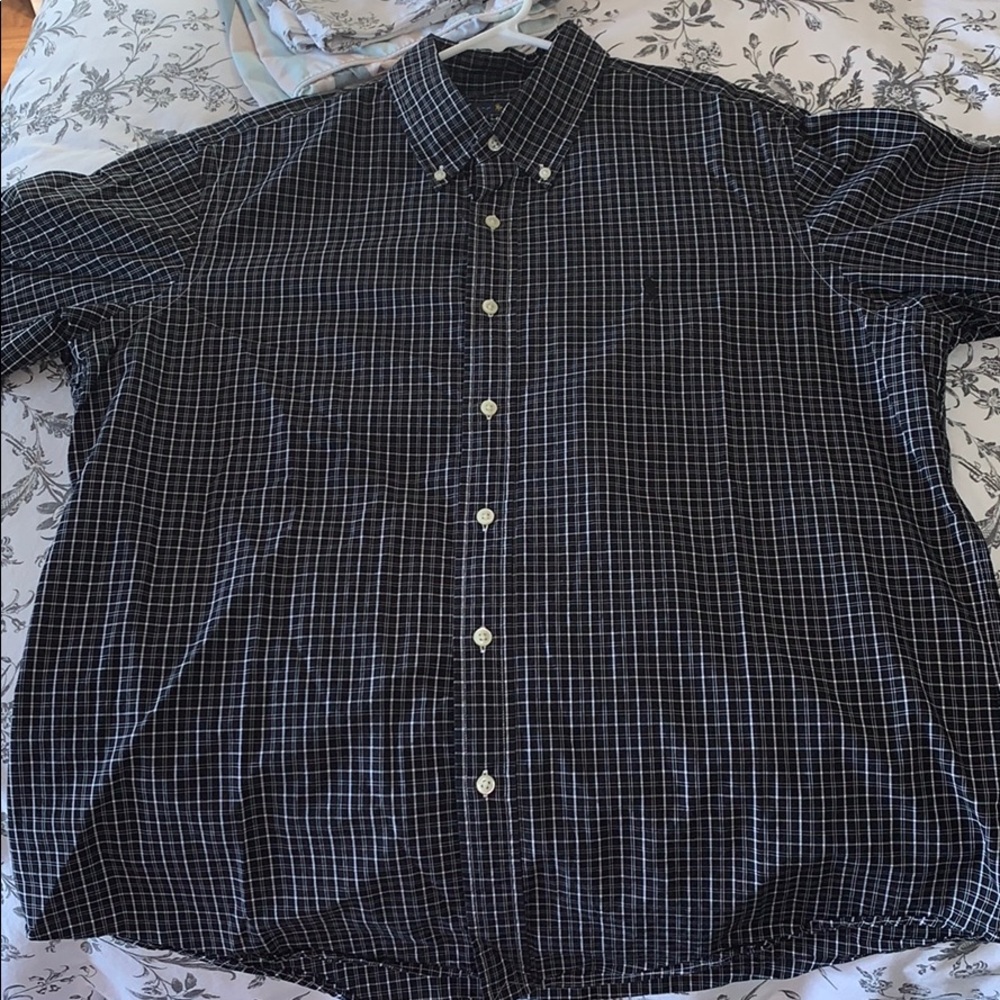 Black plaid Ralph Lauren button down shirt